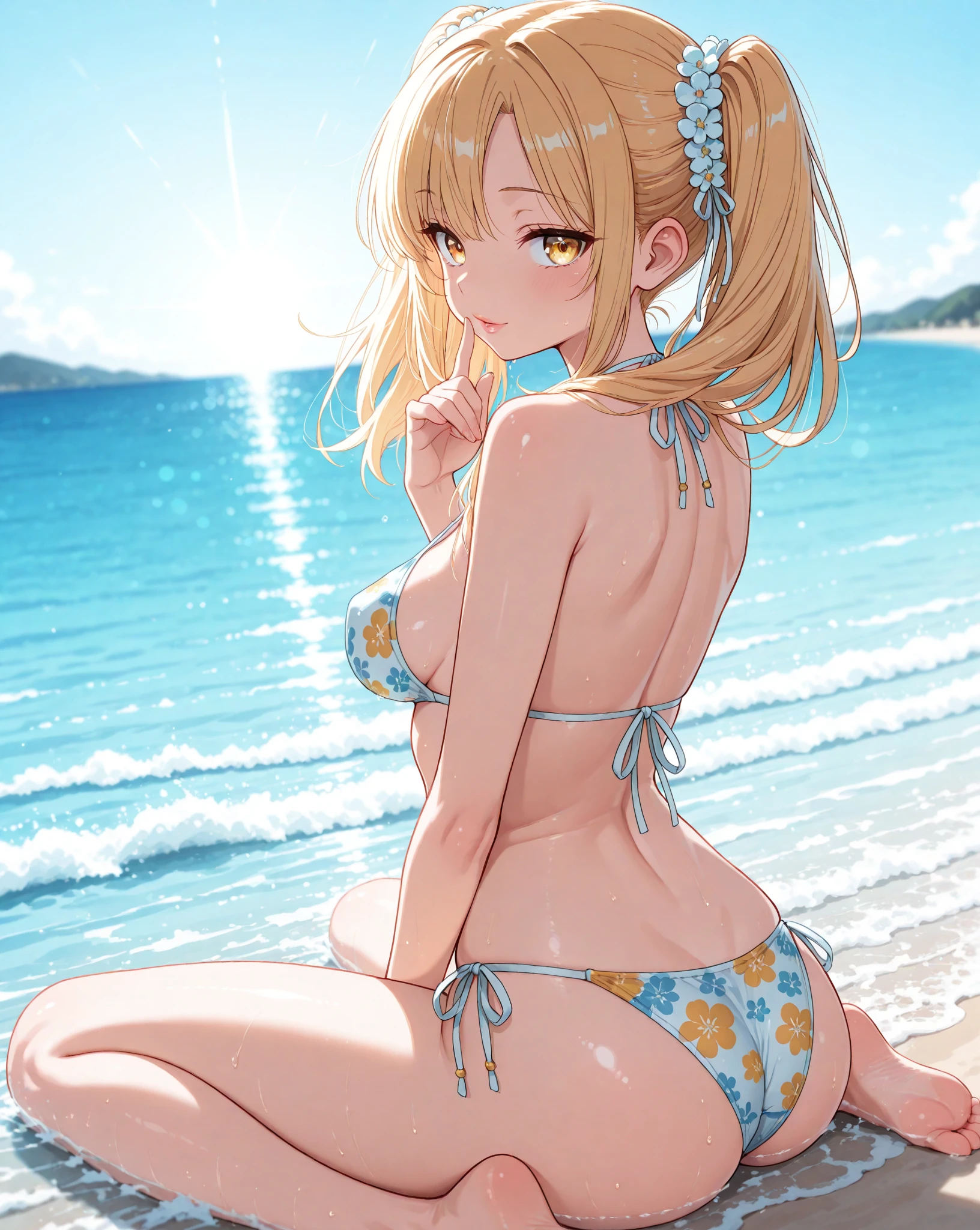 花柄水着撮影